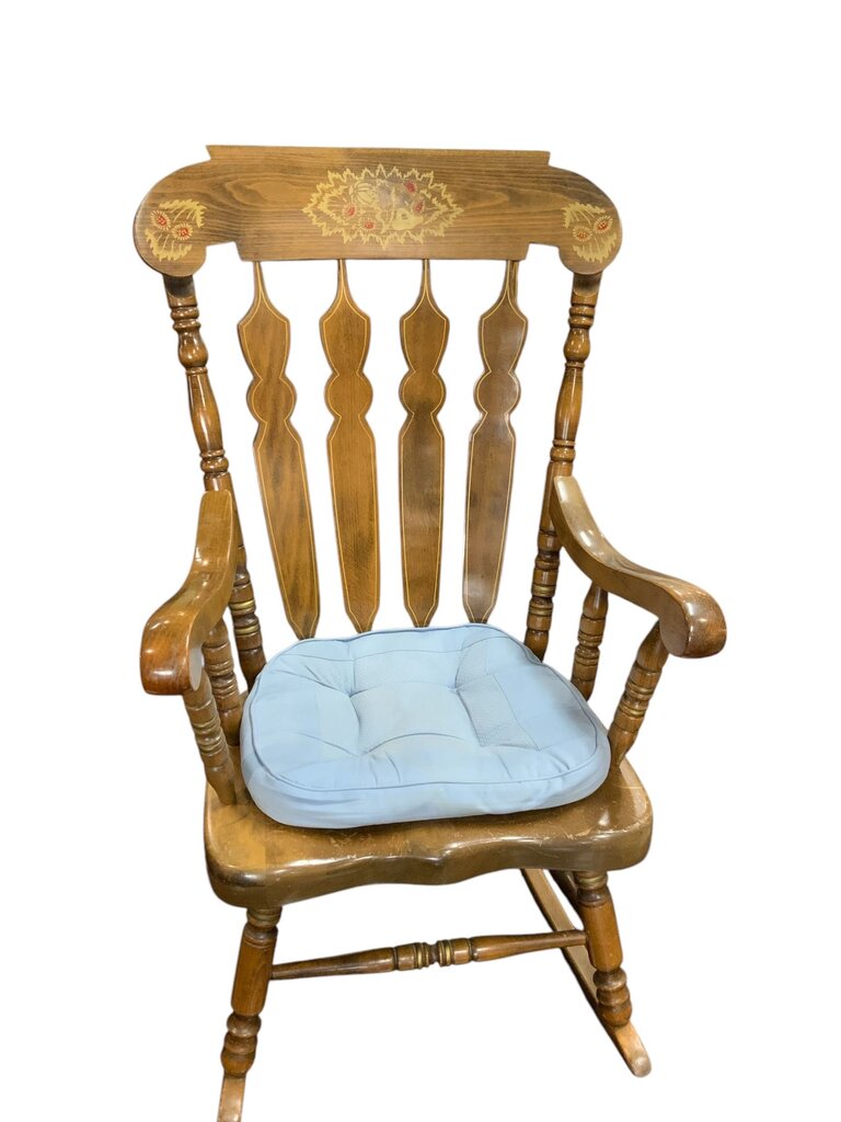 Lighter Oak Wooden Rocking Chair With Cushion