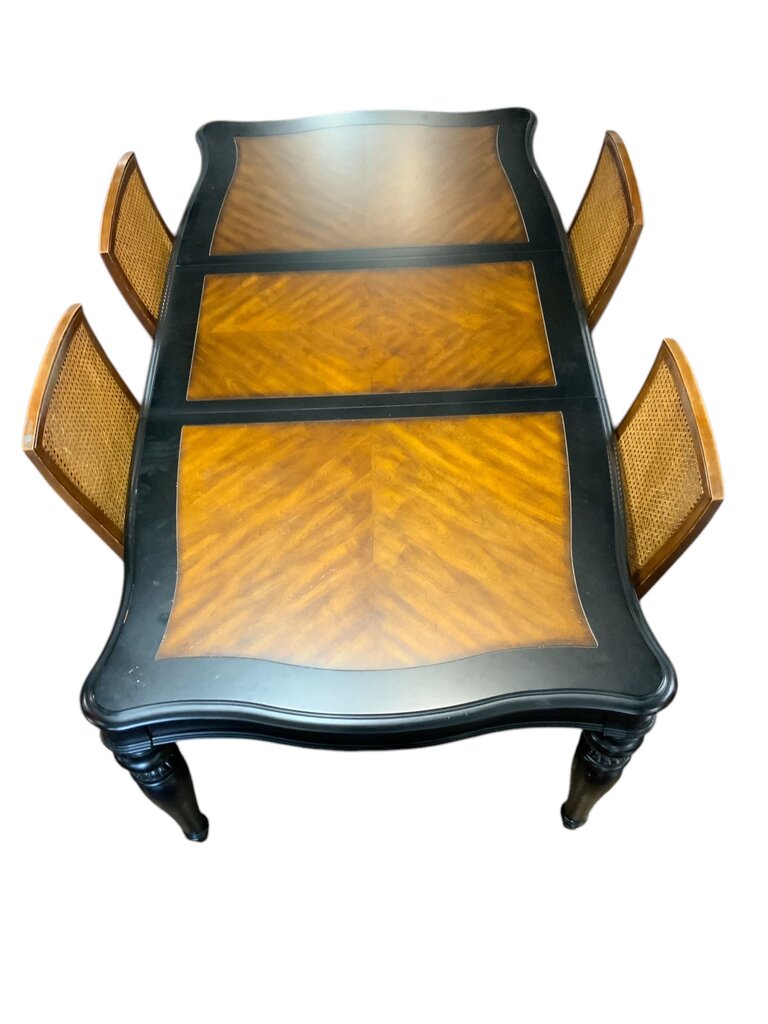 Black And Deep Yellow Oak Paneled Wood Table