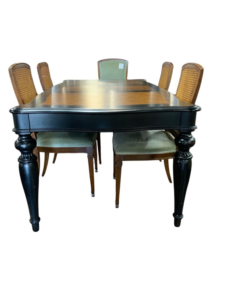 Black And Deep Yellow Oak Paneled Wood Table