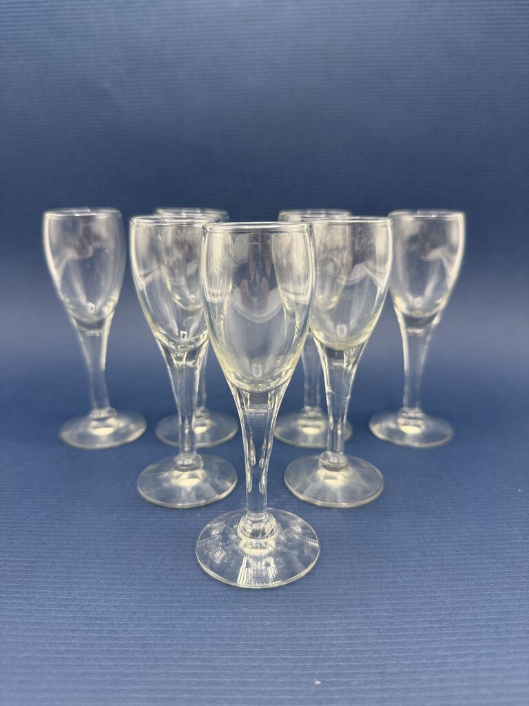 Elegant set of 7 Cordial Glasses 4.25” tall /roh