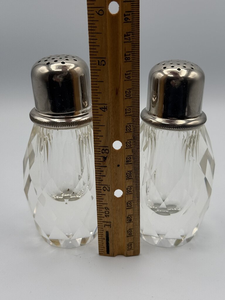 Post House Heavy Lead Crystal Salt and Pepper Shakers /roh