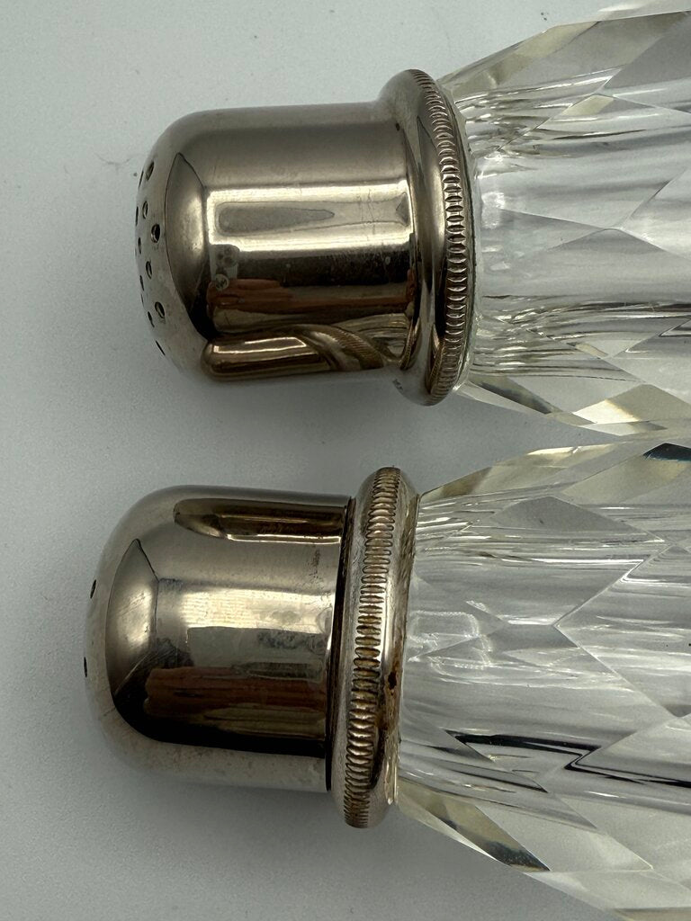 Post House Heavy Lead Crystal Salt and Pepper Shakers /roh