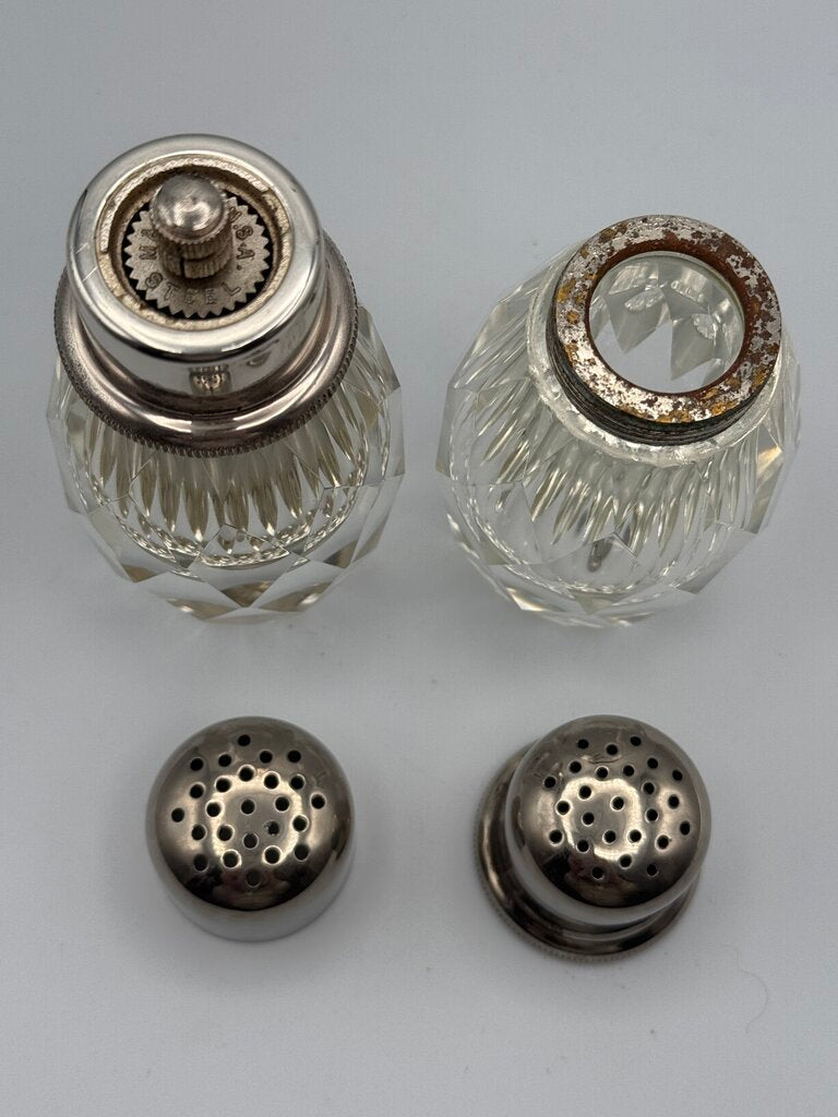 Post House Heavy Lead Crystal Salt and Pepper Shakers /roh