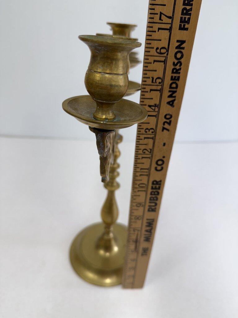 Vintage Large Brass 5 Arm Candelabra w/Dogs /rw