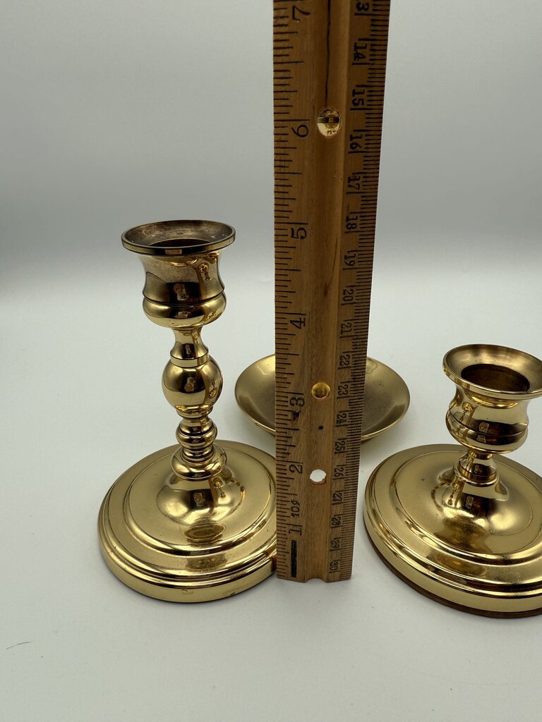 Vintage set of 3 Baldwin Brass Candlestick Holders /ro