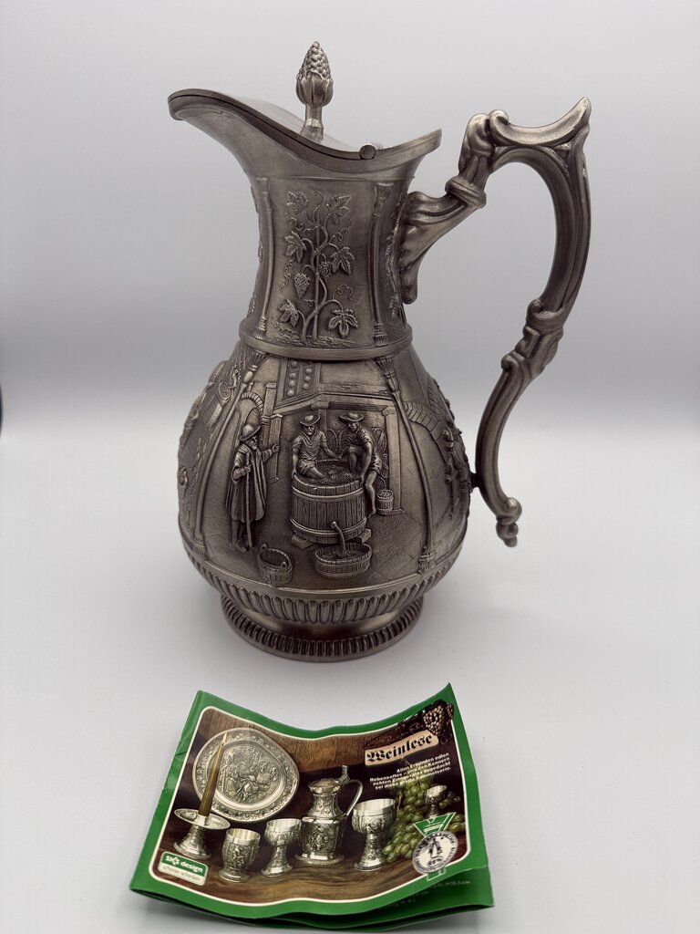 SKS Design Dutch Made Pewter Wine Jug Grapevine Motif /rw