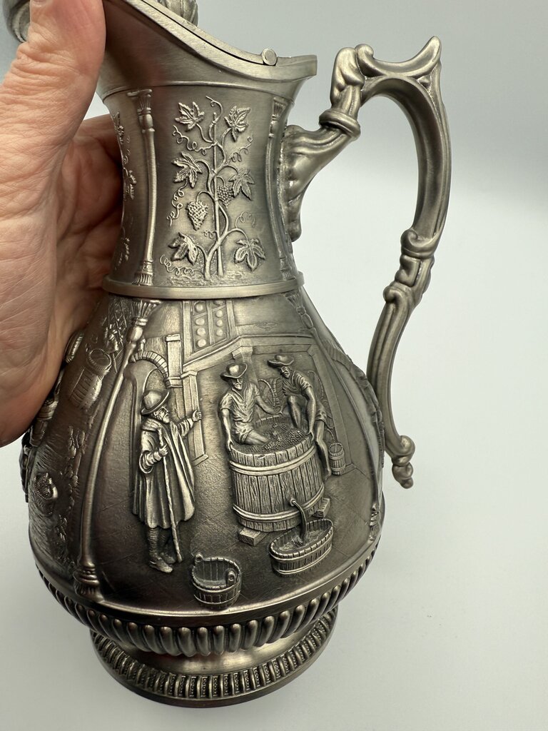 SKS Design Dutch Made Pewter Wine Jug Grapevine Motif /rw