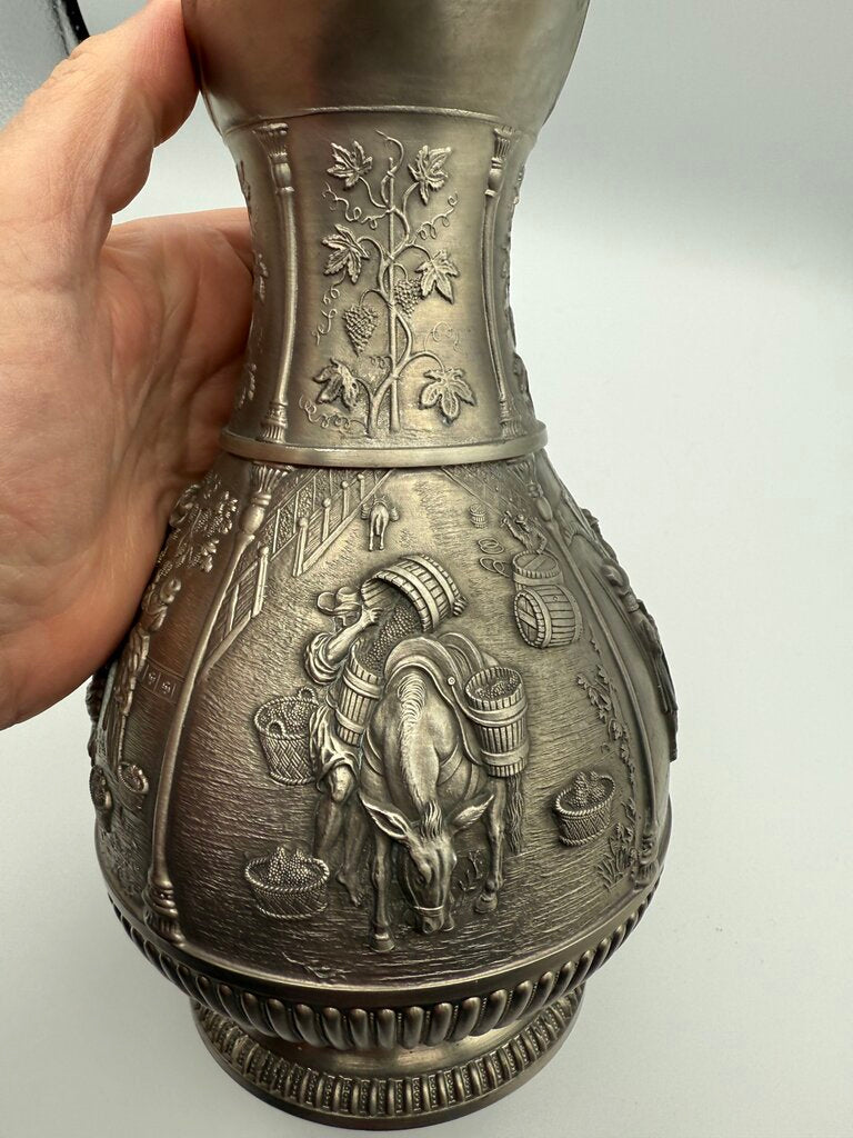 SKS Design Dutch Made Pewter Wine Jug Grapevine Motif /rw