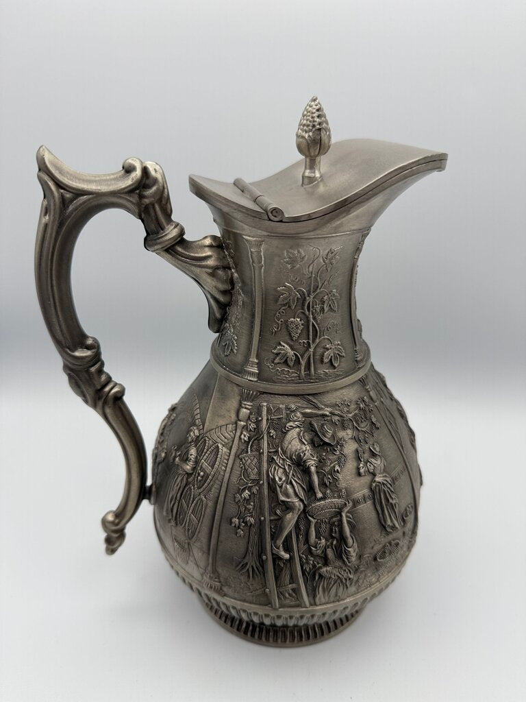 SKS Design Dutch Made Pewter Wine Jug Grapevine Motif /rw