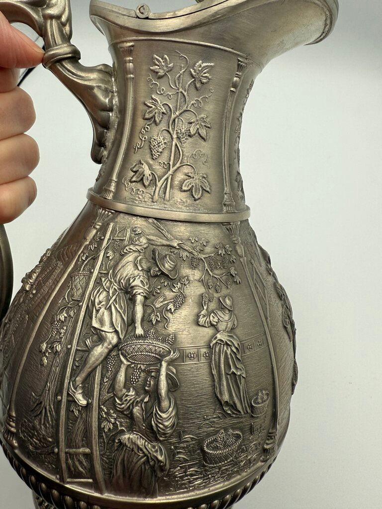 SKS Design Dutch Made Pewter Wine Jug Grapevine Motif /rw