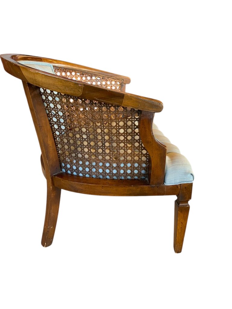 Antique Rattan Blue Upholstered Chair