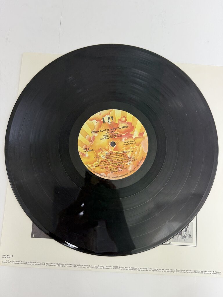 VTG Kenny Rogers & Dottie West “Classics” Vinyl Record Album /ro