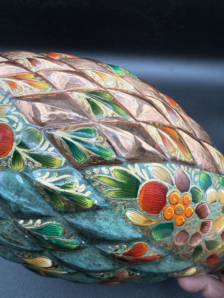 Novica Collection Mexico Vase 10.25” Copper Base Handpainted /roh