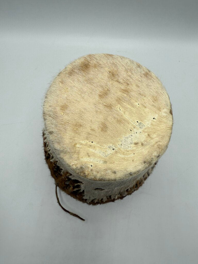 Vintage African Animal Skin Rattle Drum 9” Tall /rw