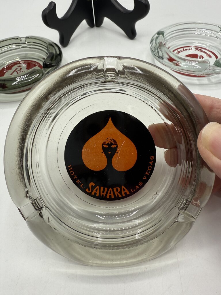 Lot of.4 Vintage Glass Ash Tray Casino Las Vegas NV /roh