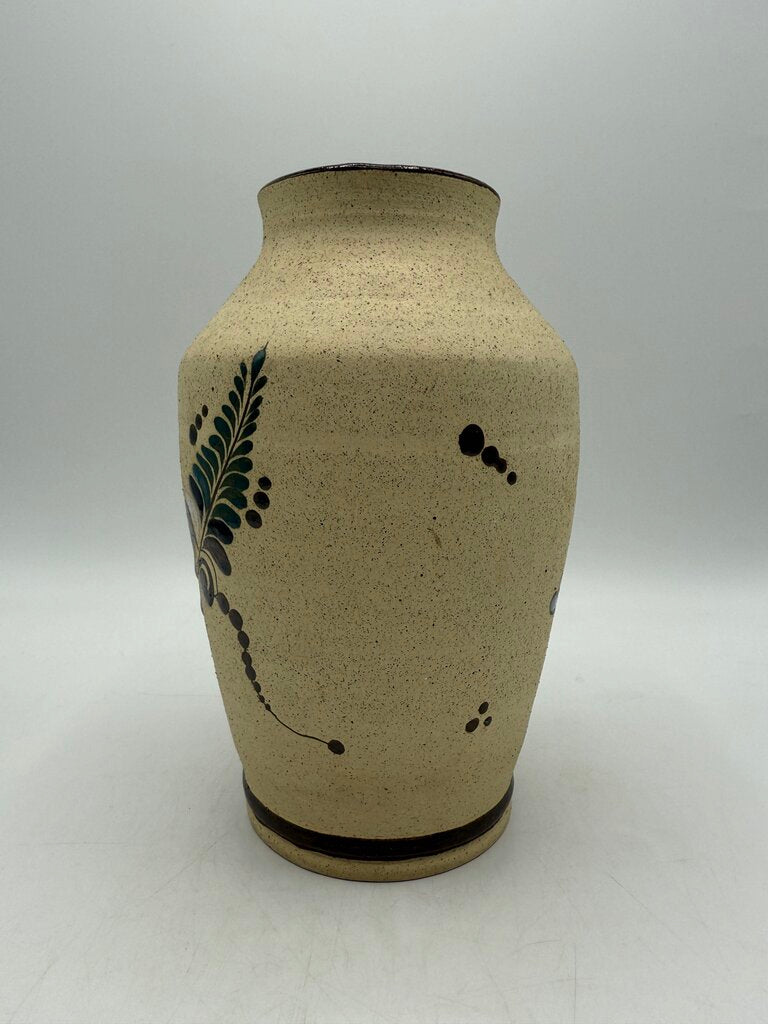 Tonala Mexico Pottery Vase Bird/Floral 8” tall /ro