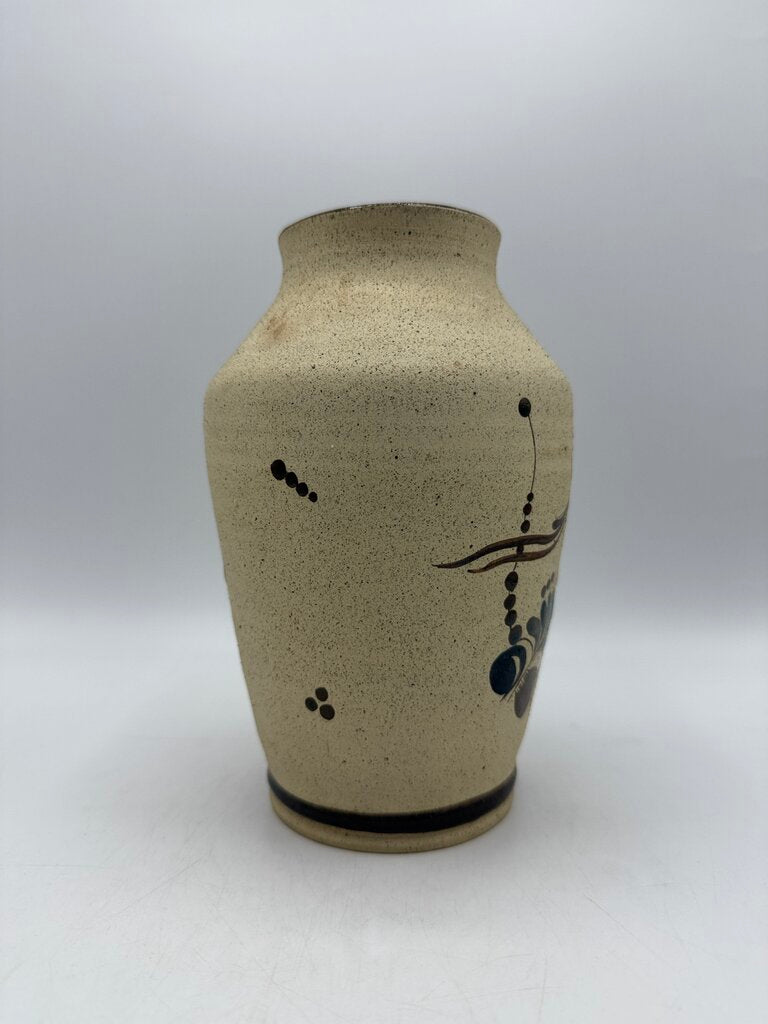 Tonala Mexico Pottery Vase Bird/Floral 8” tall /ro