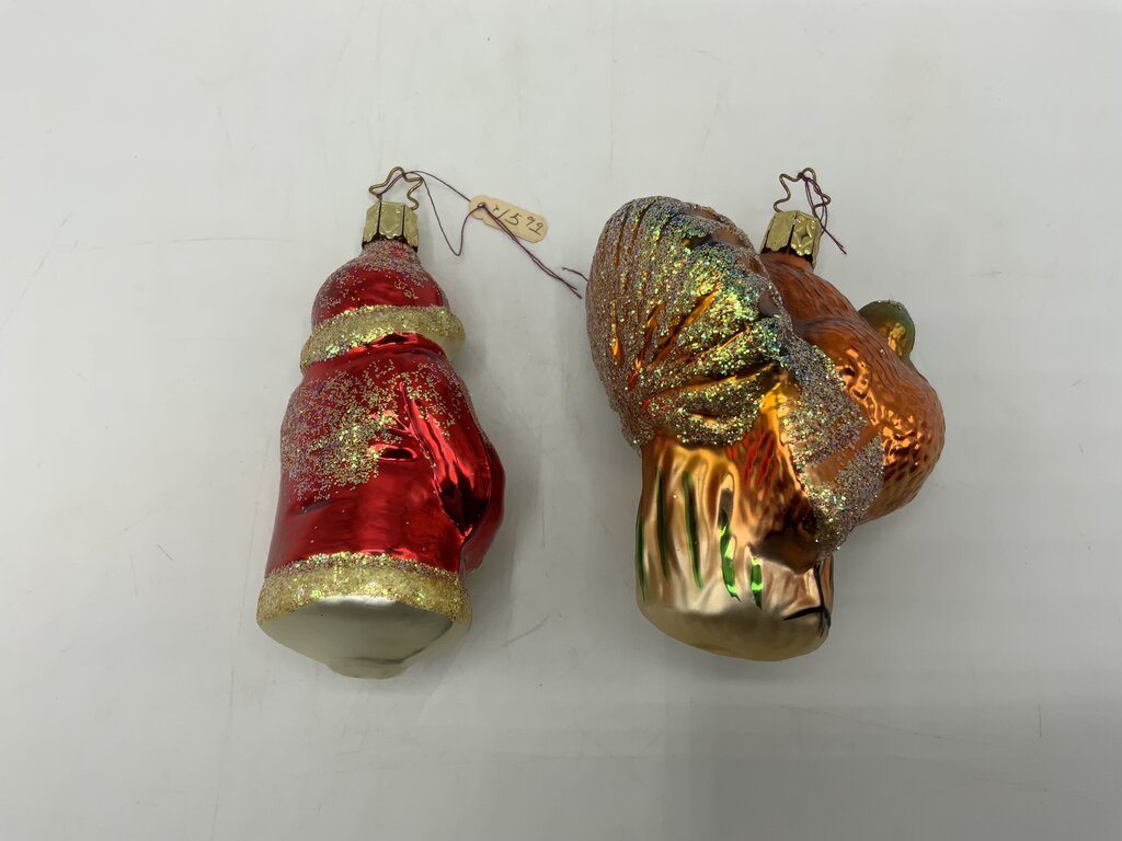 Old World Christmas Ornaments Thanksgiving Turkey & Santa /rw