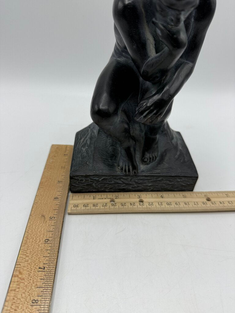 August Rodin “The Thinker” Figurine 9.5” Black Chalkware /ro