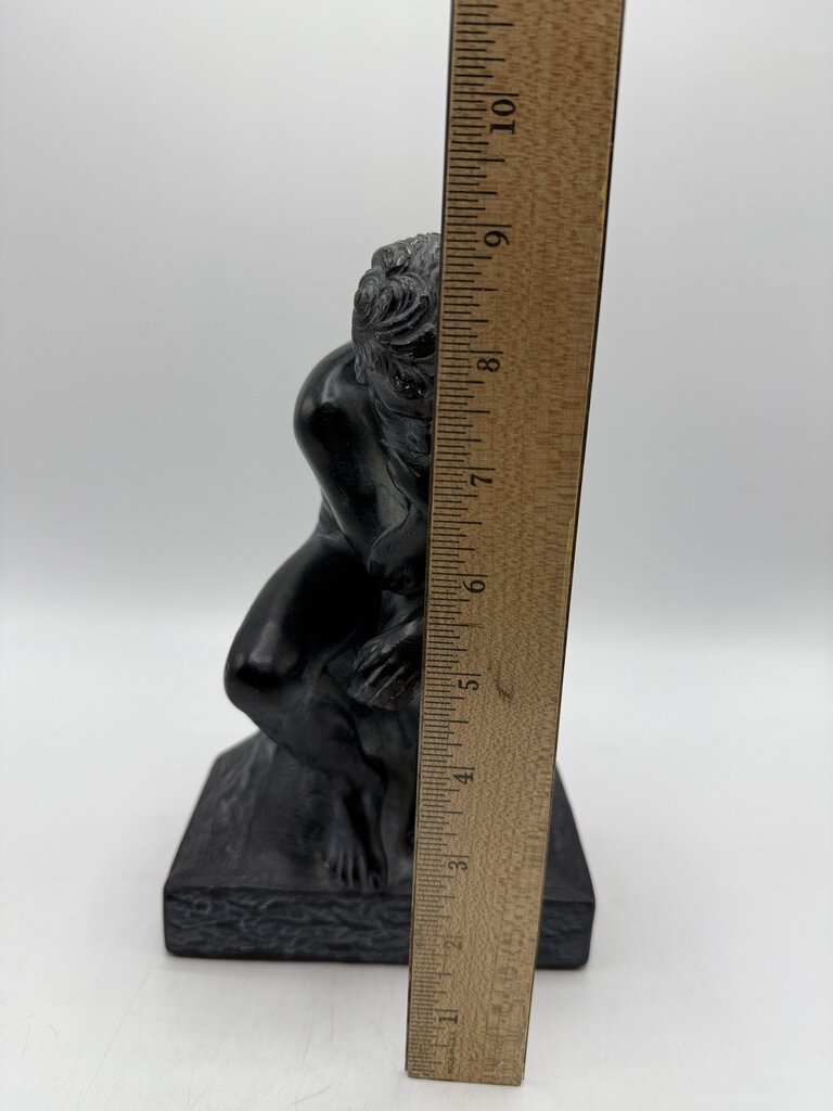 August Rodin “The Thinker” Figurine 9.5” Black Chalkware /ro