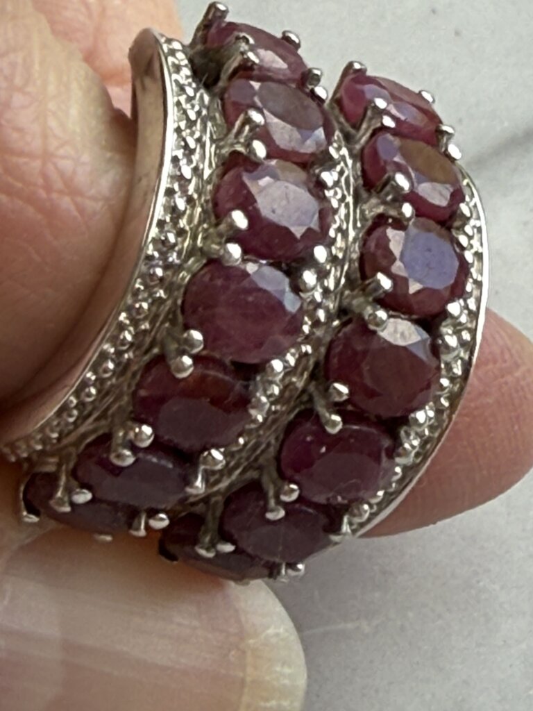 Cocktail Ring 925 Sterling Silver 14 Gemstones Sz 5 /ro