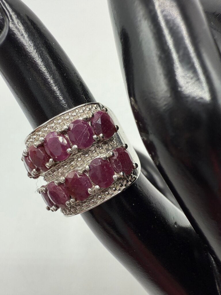 Cocktail Ring 925 Sterling Silver 14 Gemstones Sz 5 /ro