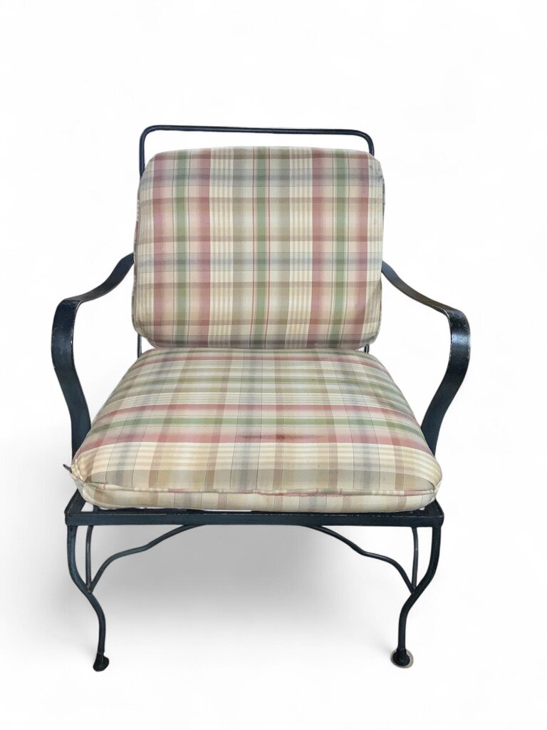 Green And Pink Upholstered Wrought Iron 2 Chairs