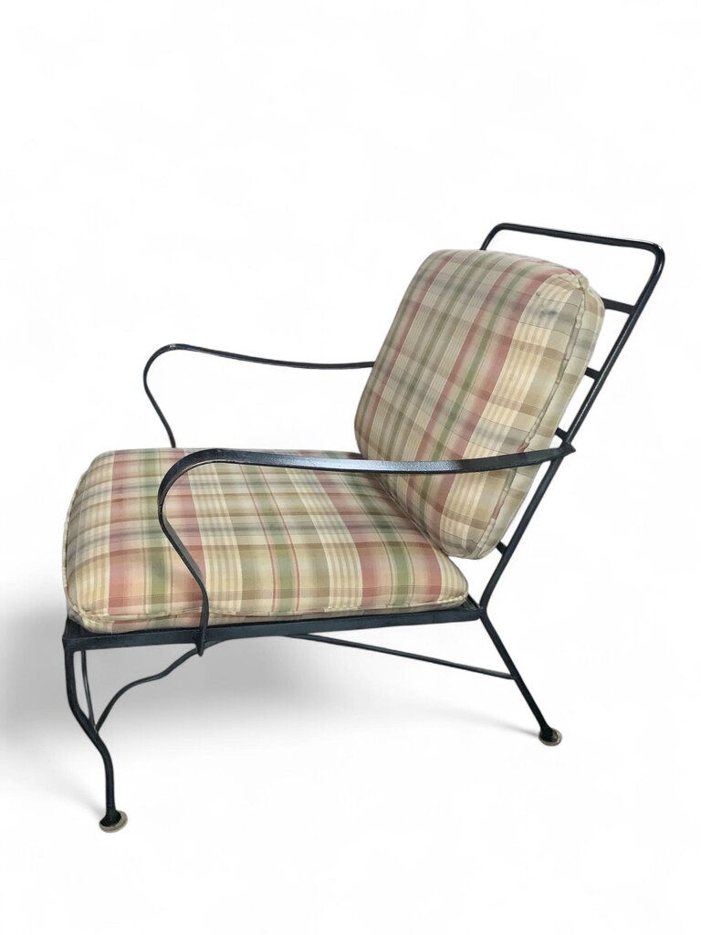 Green And Pink Upholstered Wrought Iron 2 Chairs