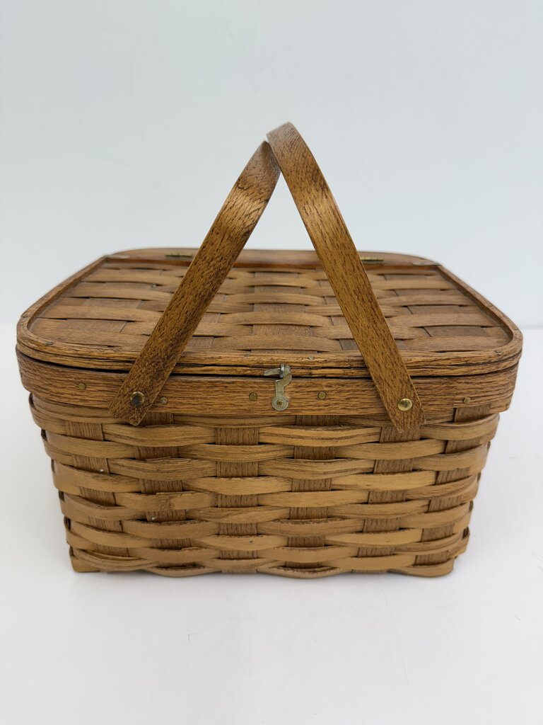VTG Square HInged Pie Basket Double Handle /rw