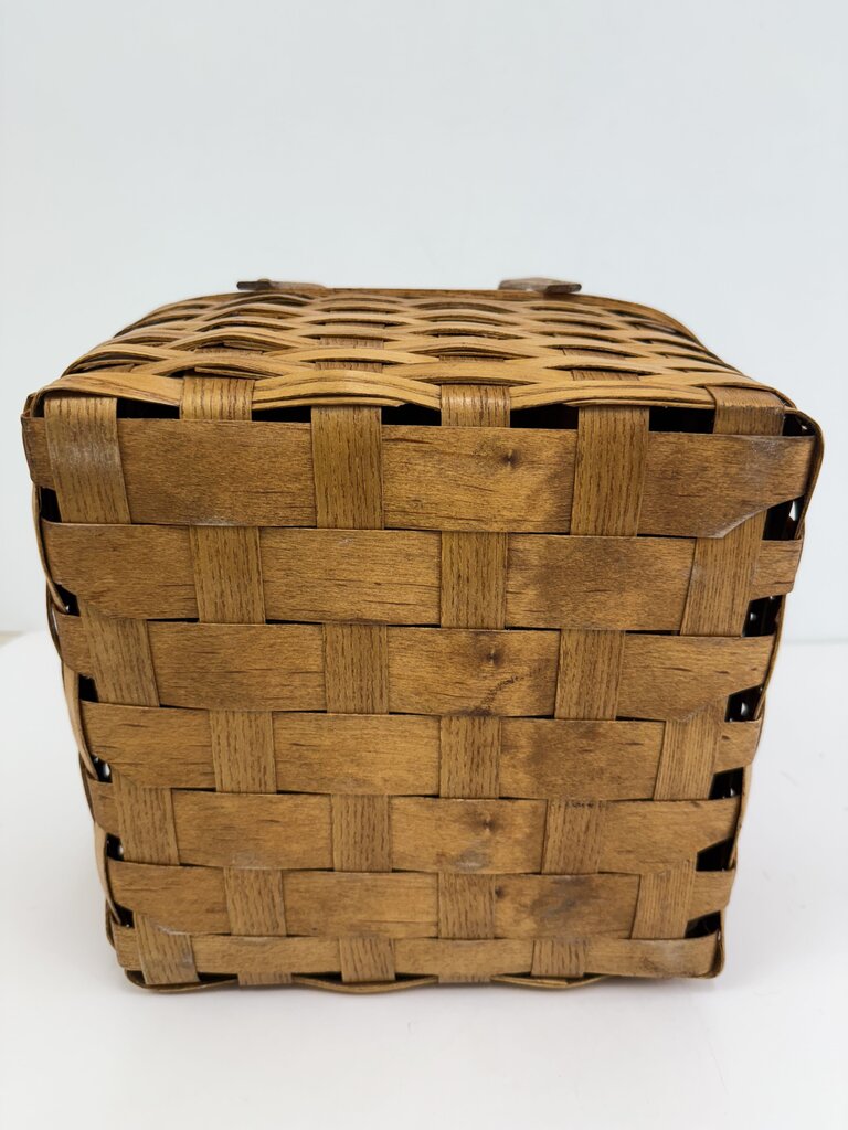 VTG Square HInged Pie Basket Double Handle /rw