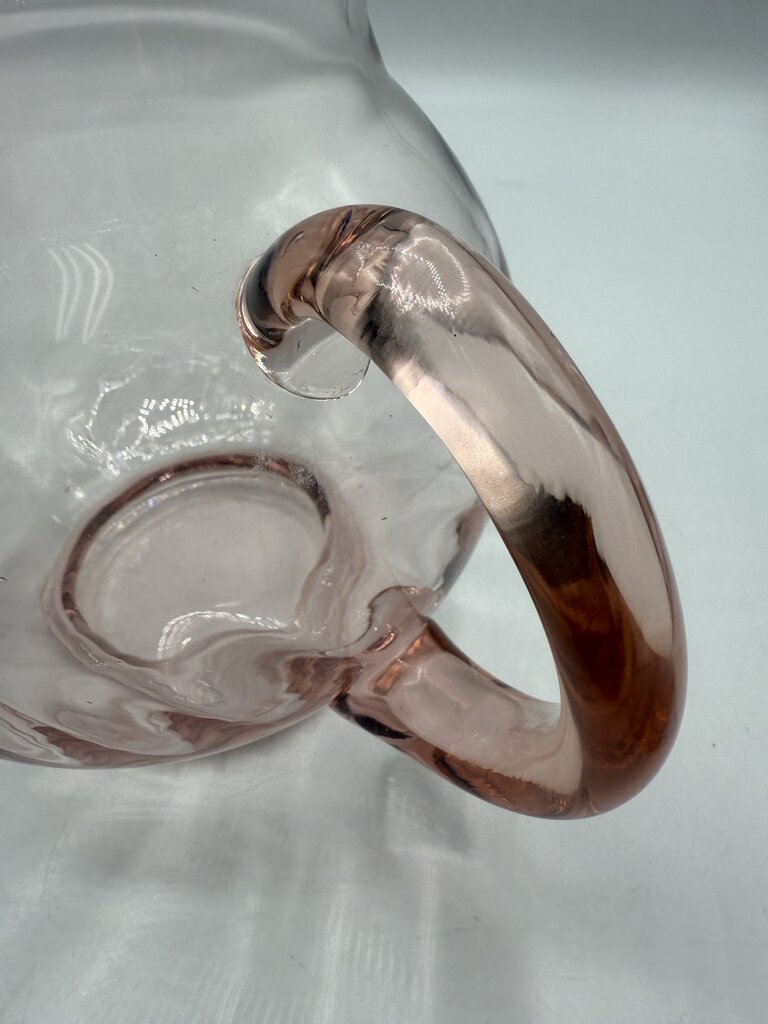 VTG Pink Optic Glass Pitcher w/Ruffled Edge /roh