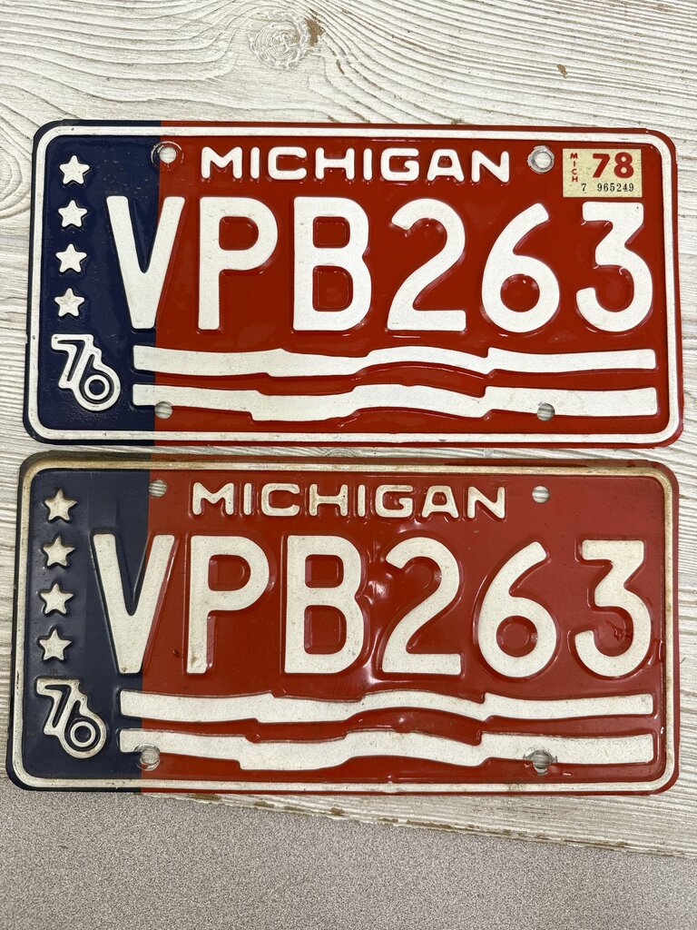 Bicentennial 1976 Michigan State License Plate lot of 9 /roh