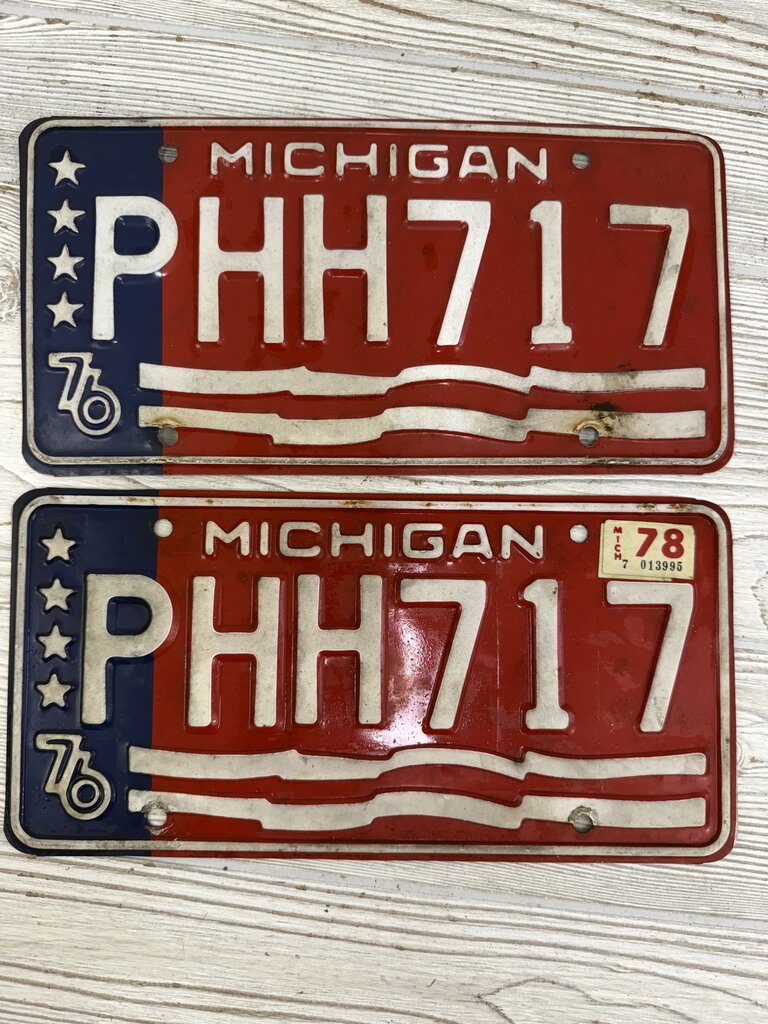 Bicentennial 1976 Michigan State License Plate lot of 9 /roh