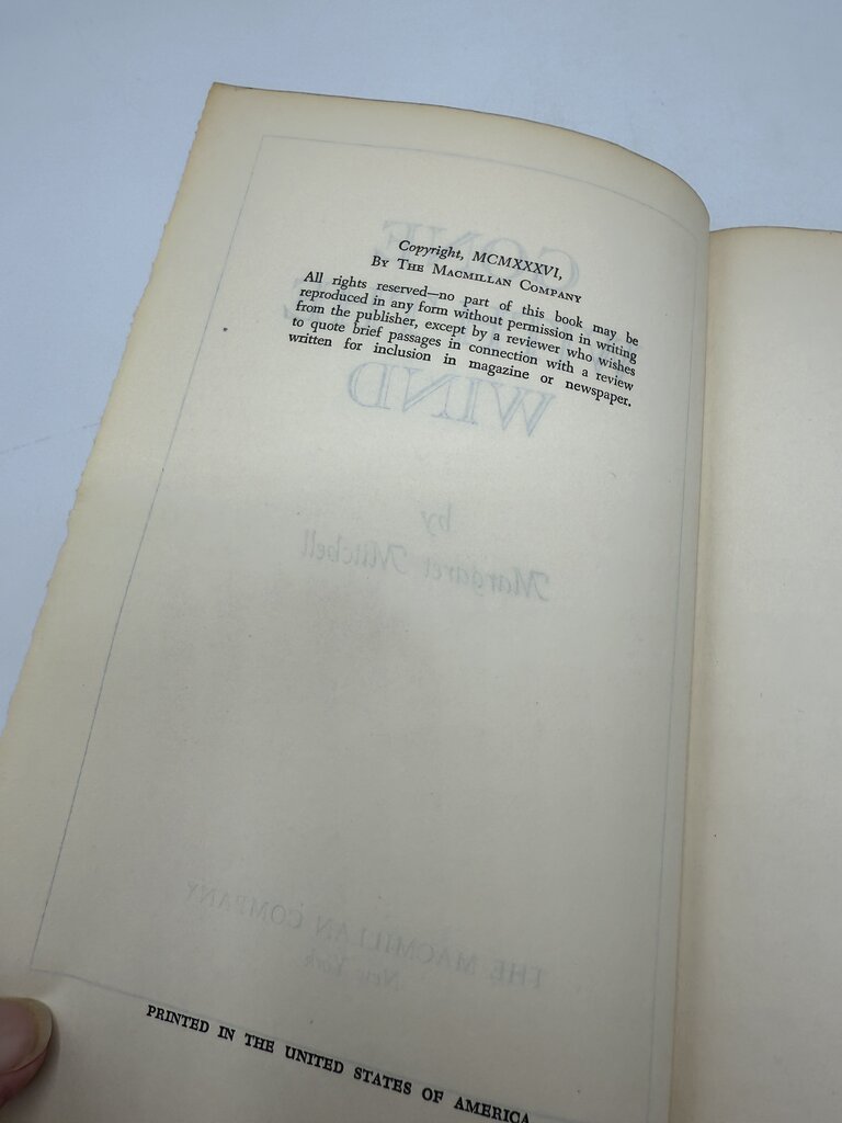 1936 Hardcover Book “Gone With The Wind” Blue Cover /rb