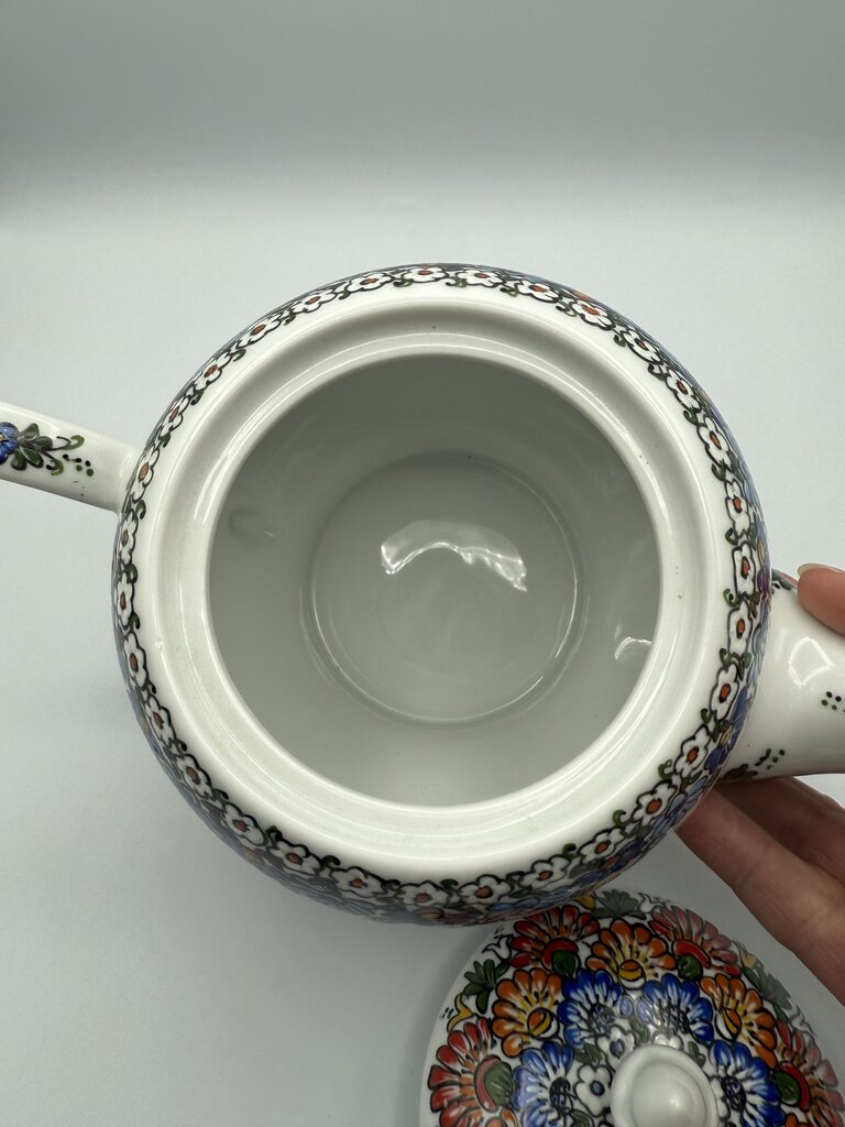 Polish Pottery Hand Painted Tea Pot by Wanar Klocek /ro