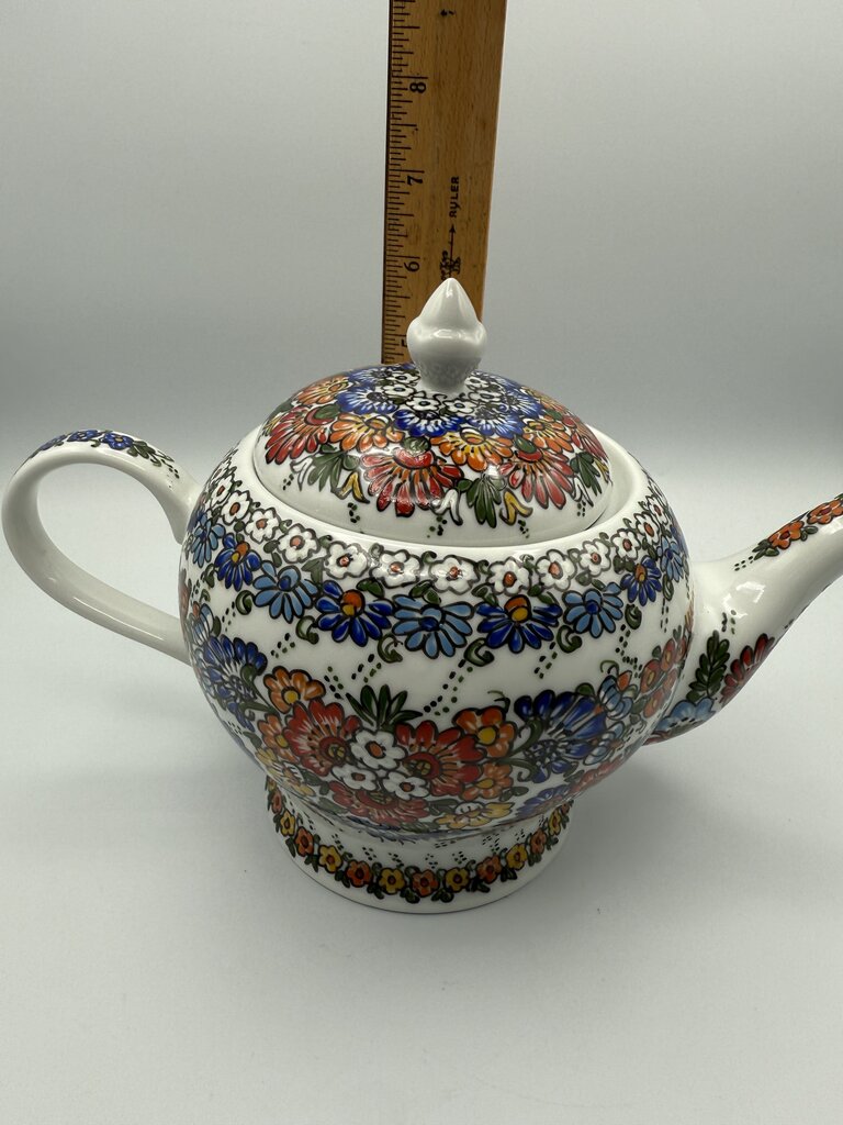Polish Pottery Hand Painted Tea Pot by Wanar Klocek /ro