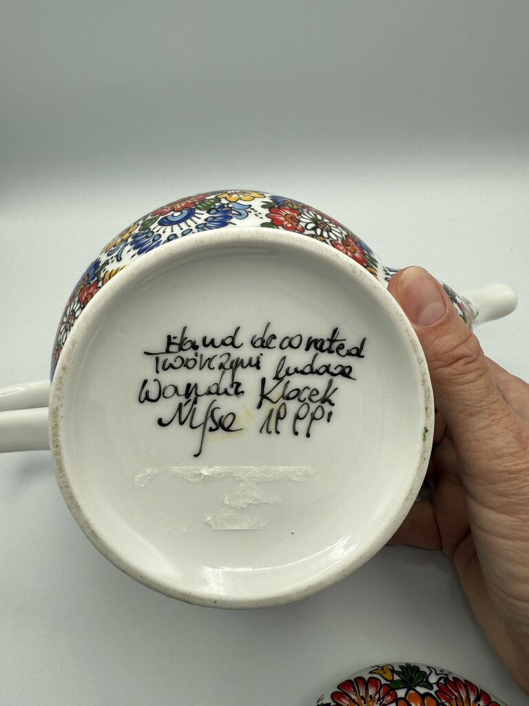 Polish Pottery Hand Painted Tea Pot by Wanar Klocek /ro