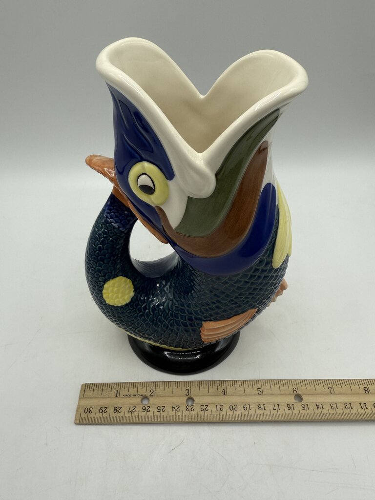 Dartmouth Wade Ceramic Koi Fish Gluggle Jug 8.5” Gurgle Pitcher /rw