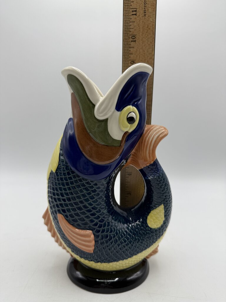 Dartmouth Wade Ceramic Koi Fish Gluggle Jug 8.5” Gurgle Pitcher /rw