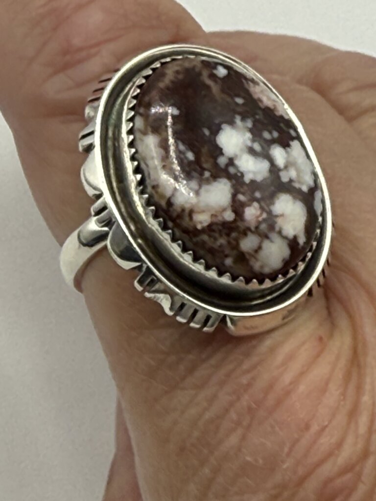Artisan Signed B Piaso Jr. Brown/White Jasper Sterling Ring Size 9 /ro