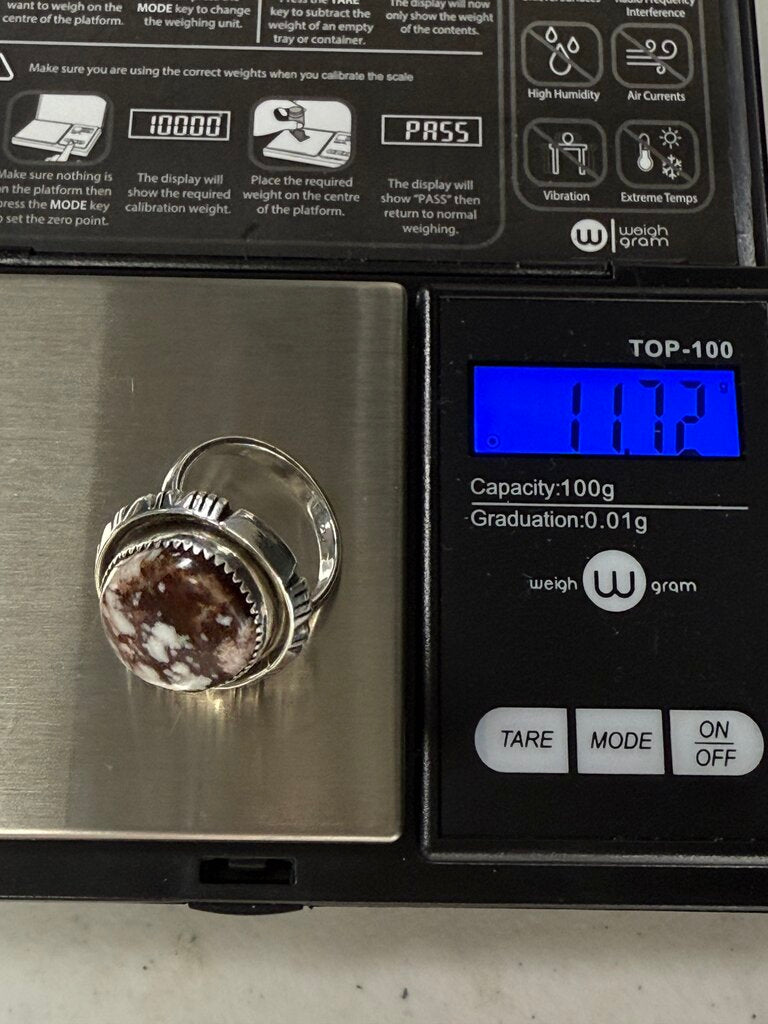 Artisan Signed B Piaso Jr. Brown/White Jasper Sterling Ring Size 9 /ro