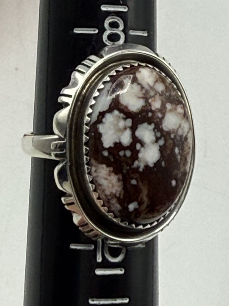 Artisan Signed B Piaso Jr. Brown/White Jasper Sterling Ring Size 9 /ro