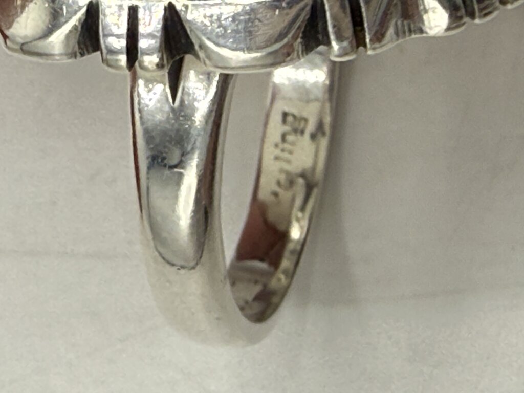 Artisan Signed B Piaso Jr. Brown/White Jasper Sterling Ring Size 9 /ro