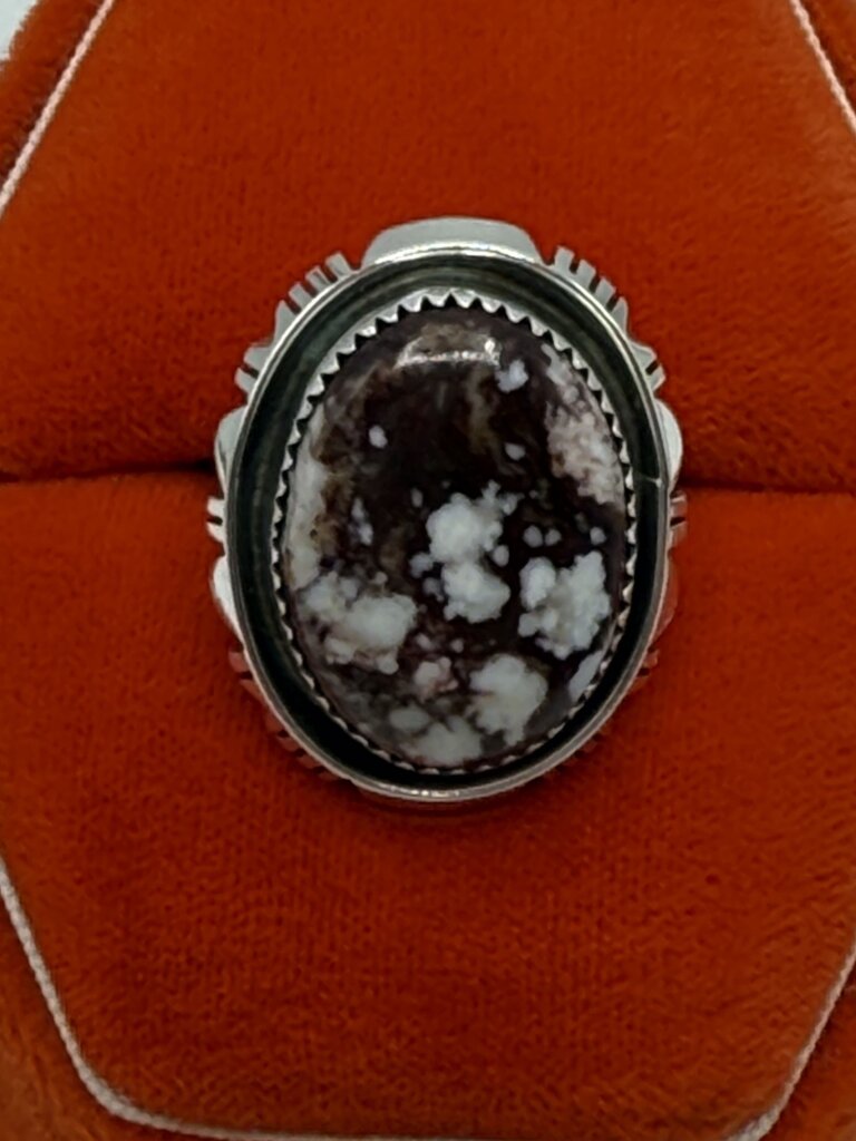 Artisan Signed B Piaso Jr. Brown/White Jasper Sterling Ring Size 9 /ro