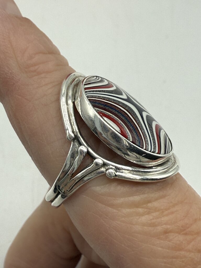 Michigan Fordite Sterling Silver Ring Size 9.5 /ro
