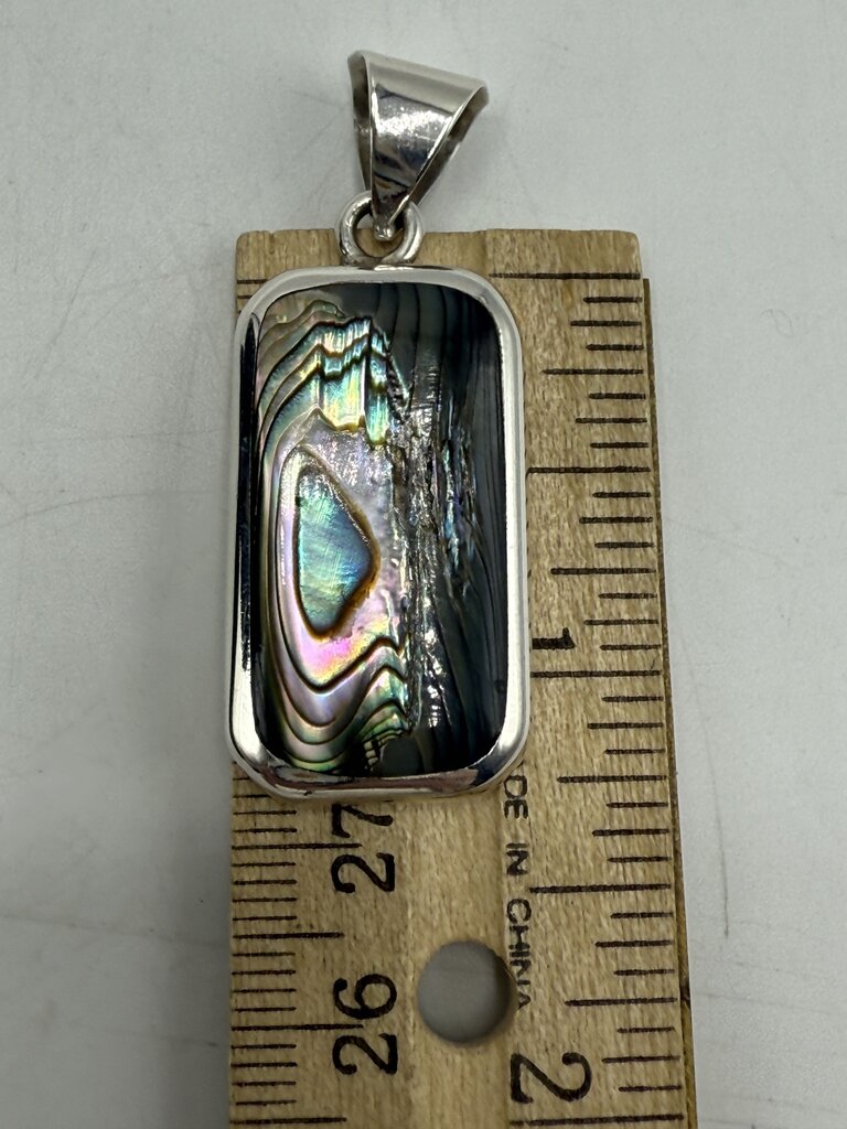 Abalone Shell Sterling Silver Pendant & Pierced Dangle Earrings /ro
