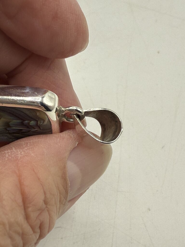 Abalone Shell Sterling Silver Pendant & Pierced Dangle Earrings /ro