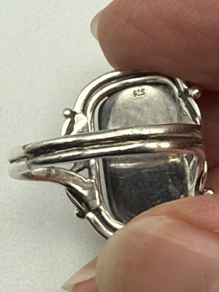 Copper Dolomite Stone Sterling Silver Statement Ring Size 9.75 /ro