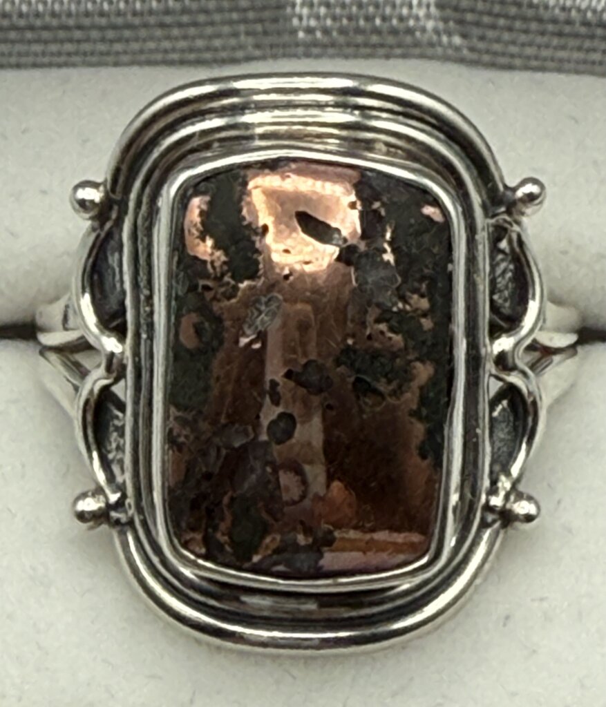 Copper Dolomite Stone Sterling Silver Statement Ring Size 9.75 /ro
