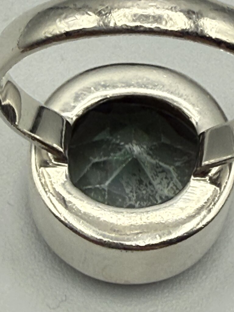 Contemporary Sterling Silver Ring Round Faceted Purple Gemstone/Crystal Size 8.75 /ro